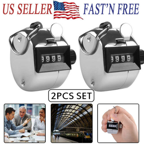 2pcs Set Portable 4 Digit Hand Held Number Click Golf Counter Tally Recorder